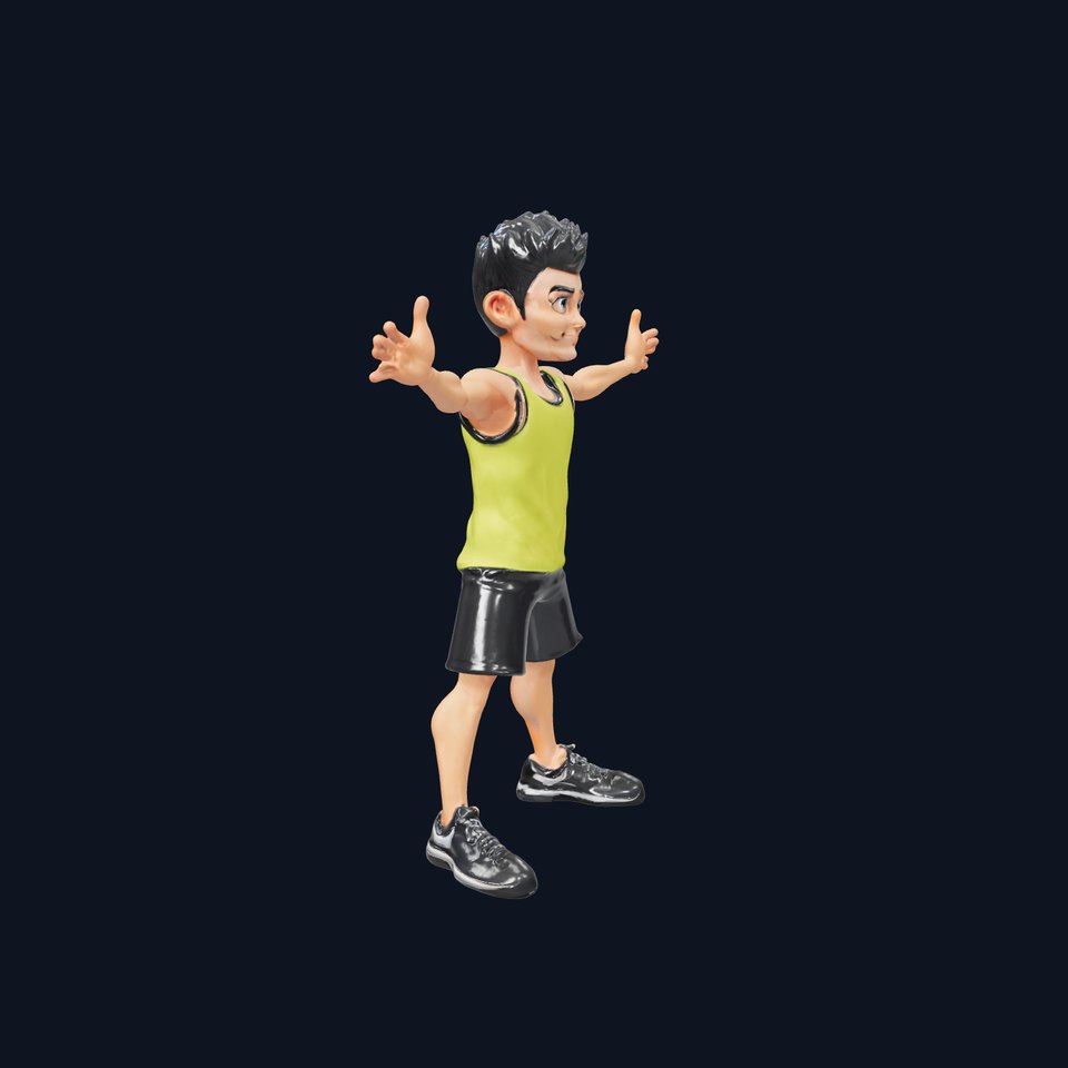 Sporty Boy D Character Model Rigged and Animated